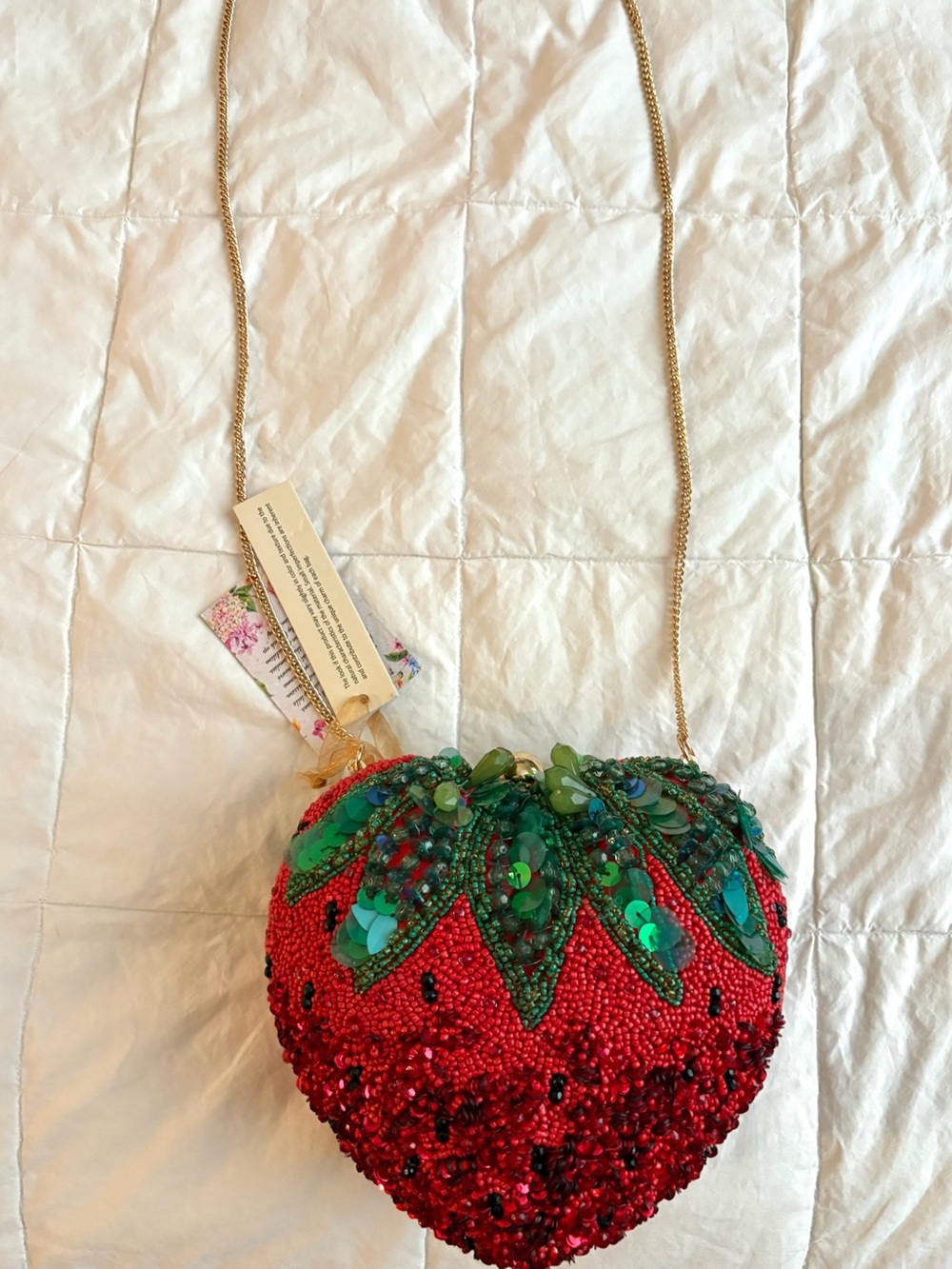 Beaded Strawberry Clutch Crossbody Bag Rhinestone